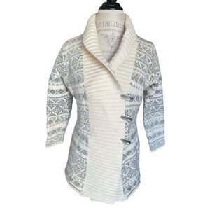 Woolrich Cream and Gray Women's Cardigan Sweater